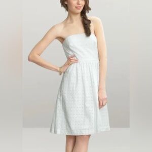 Banana Republic Women’s White Eyelet Lined Strapless Dress Size 2